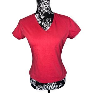 NorthCrest Coral Basic V Neck T shirt Casual Lounge Loungewear Cotton Office